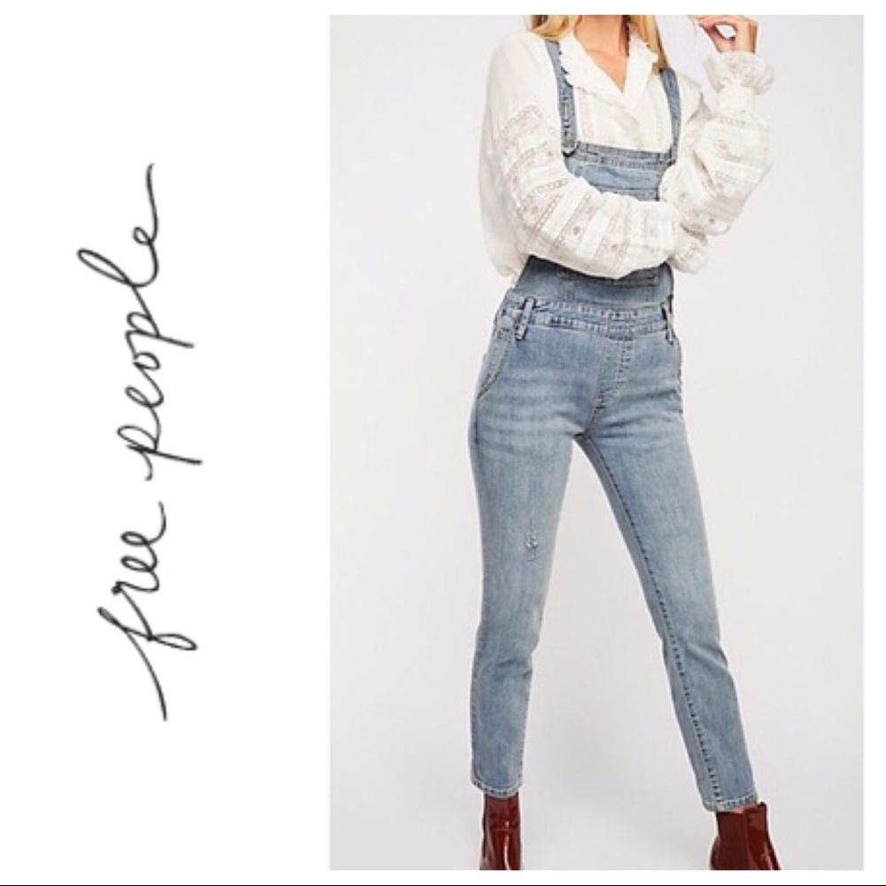 Worn Once!- Free People Denim Overall, Size 26.